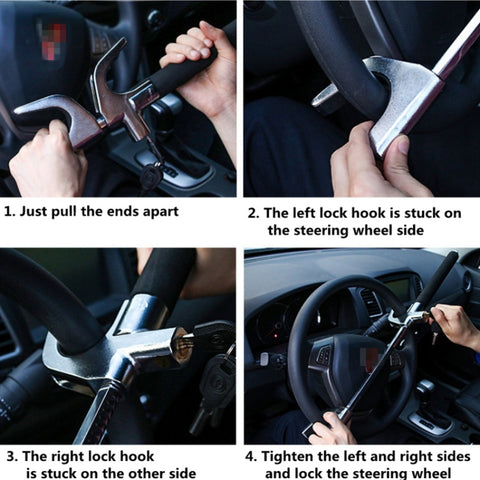 Car Adjustable Telescopic U Shape Steering Wheel Lock Anti-theft, without Safety Hammer