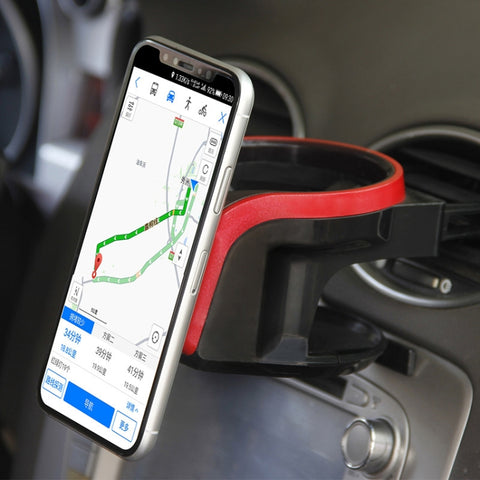 2 in 1 Car Air Outlet Magnetic Mount Beverage Cup Stand Phone Holder, 2 in 1 Phone Holder, 2 in 1 Phone Holder(Red)