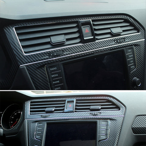 Car Carbon Fiber Central Control Air Outlet Frame Decorative Sticker for Volkswagen Tiguan L 2019-2021, Central Control Air Outlet
