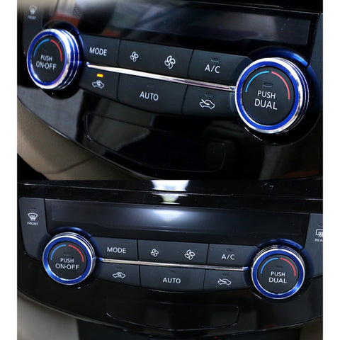 2 PCS Car Metal Air Conditioner Knob Case for Nissan X-TRAIL, For Nissan X-TRAIL (Blue), For Nissan X-TRAIL (Red), For Nissan X-TRAIL (Silver)