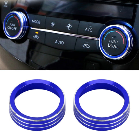 2 PCS Car Metal Air Conditioner Knob Case for Nissan X-TRAIL, For Nissan X-TRAIL (Blue), For Nissan X-TRAIL (Red), For Nissan X-TRAIL (Silver)