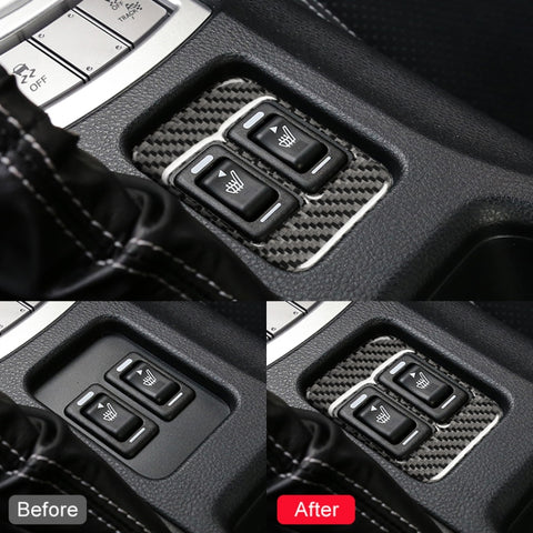 Car Carbon Fiber Seat Heating Panel Decorative Sticker for Subaru BRZ / Toyota 86 2013-2019, Left and Right Drive Universal with Hole, Seat Heating Panel with Hole