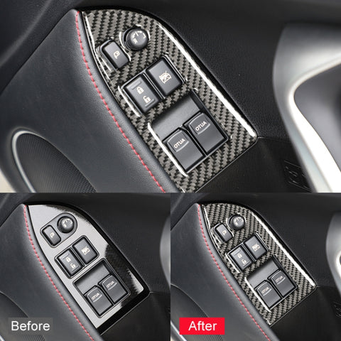 Car Carbon Fiber Window Glass Lifting Panel Decorative Sticker for Subaru BRZ / Toyota 86 2013-2017, Right Drive, Lifting Panel, Right Drive
