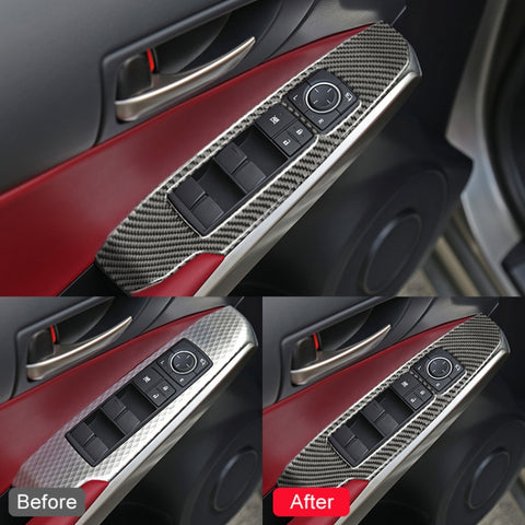 Car Carbon Fiber Window Glass Lifting Panel Button Decorative Sticker for Lexus IS250 2013-, Left Drive A Style, Window Glass Lifting A Style