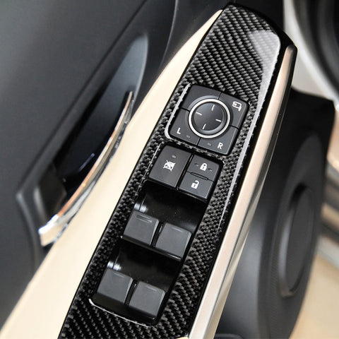 Car Carbon Fiber Window Glass Lifting Panel Button Decorative Sticker for Lexus IS250 2013-, Left Drive A Style, Window Glass Lifting A Style