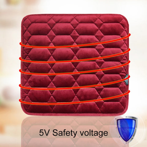 Car USB Seat Heater Cushion Warmer Cover Winter Heated Warm Mat, Style: Square, Square (Black), Square (Coffee), Square (Beige), Square (Red)