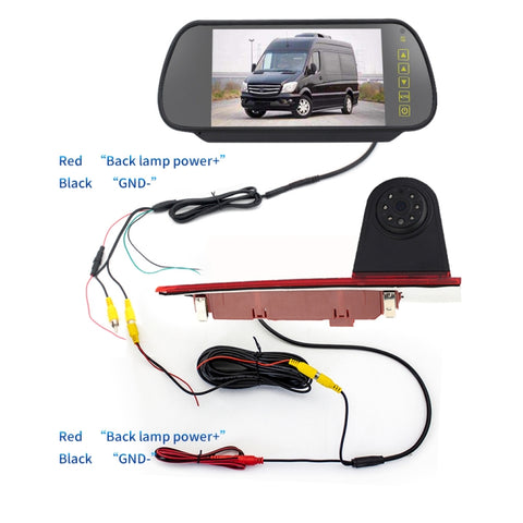 PZ477 Car Waterproof 170 Degree Brake Light View Camera + 7 inch Rearview Monitor for Ford Transit Custom, PZ477 + 7 inch Rearview Monitor