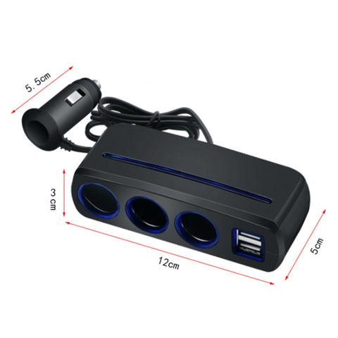 SHUNWEI SD-1938 120W 3A Car 3 in 1 Dual USB Charger Cigarette Lighter with Atmosphere Light, SD-1938 (Black), SD-1938