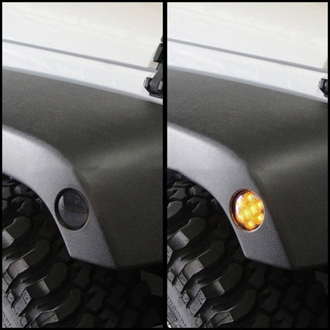2 PCS 8W DC 12V Car SUV Refit LED Wheel Eyebrow Turn Signal for Jeep Wrangler JK 07-17, Specification: Butt Assembly with Aperture, Specification: Butt Assembly with Aperture