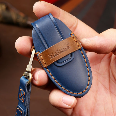 Hallmo Car Cowhide Leather Key Protective Cover Key Case for Nissan Sylphy 3-button Tail Box, For Nissan Sylphy 3-button Tail Box