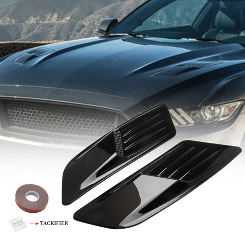 2 PCS Car Decorative Air Flow Intake Scoop Bonnet Side Fender Vent Hood Set for Ford Mustang 2015-2017, Bright Black, For Ford Mustang 2015-2017, Bright Black