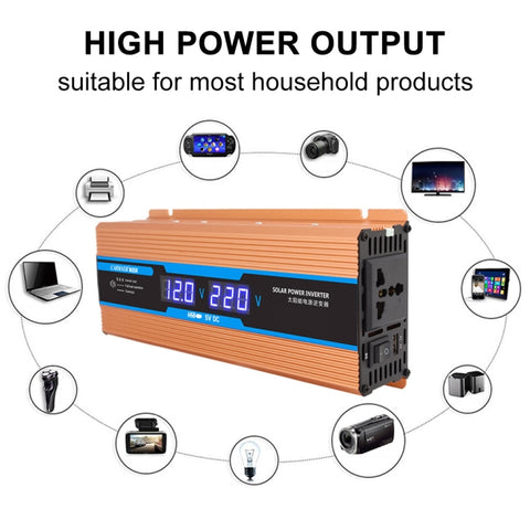 Carmaer 60V to 220V 500W Car Multi-function Double Digital Display Inverter Household Power Converter, 60V to 220V 500W