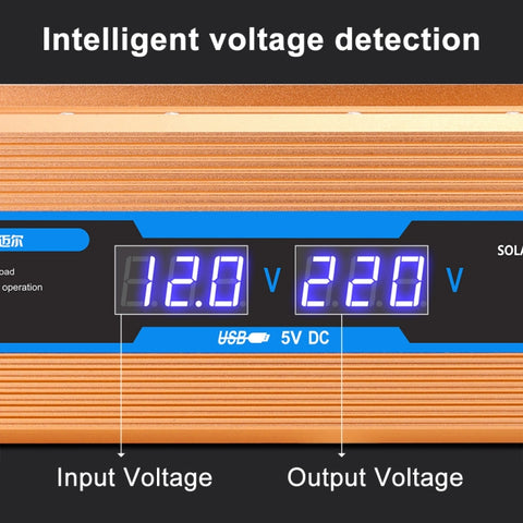 Carmaer 12V to 220V 1200W Car Multi-function Double Digital Display Inverter Household Power Converter, 12V to 220V 1200W