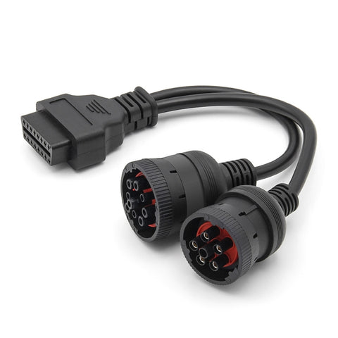 J1708 J1939 6Pin 9Pin to OBD2 16Pin Female Car Diagnostic Adapter Cable, 6Pin 9Pin to OBD2