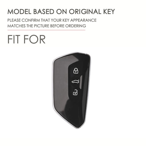 Hallmo Car Cowhide Leather Key Protective Cover for Volkswagen Golf 8, For Volkswagen Golf 8 (Black), For Volkswagen Golf 8 (Blue), For Volkswagen Golf 8 (Brown)