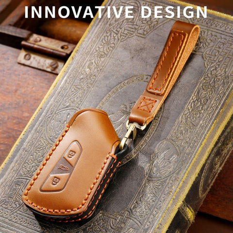 Hallmo Car Cowhide Leather Key Protective Cover for Volkswagen Golf 8, For Volkswagen Golf 8 (Black), For Volkswagen Golf 8 (Blue), For Volkswagen Golf 8 (Brown)