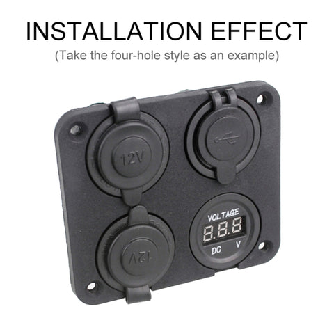 5 PCS 4-Hole Car Modified USB Charging Voltmeter Cigarette Lighter Panel, 4-Hole