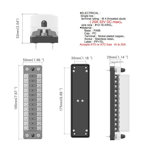 CS-979A2 FB1904 1 In 1 Out 12 Ways No Distinction Positive Negative Fuse Box without Fuse for Auto Car Truck Boat, CS-979A2