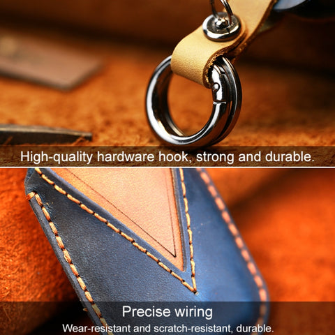 For Nissan Car Cowhide Leather Key Protective Cover Key Case, Three Keys Horn Version, For Nissan, Three Keys Horn Version, For Nissan