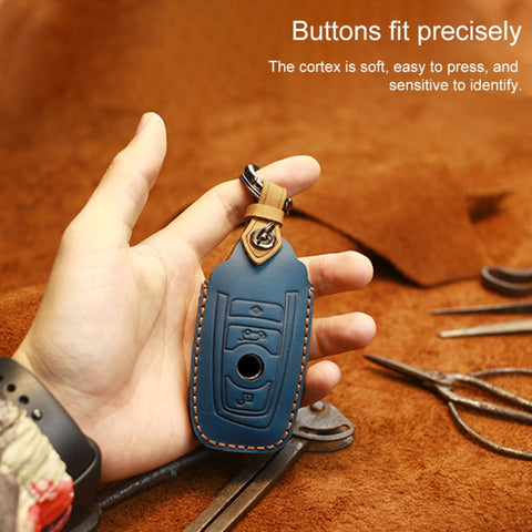 For BMW Old Style Car Cowhide Leather Key Protective Cover Key Case, Three Keys Version, For BMW Old Style, Three Keys Version