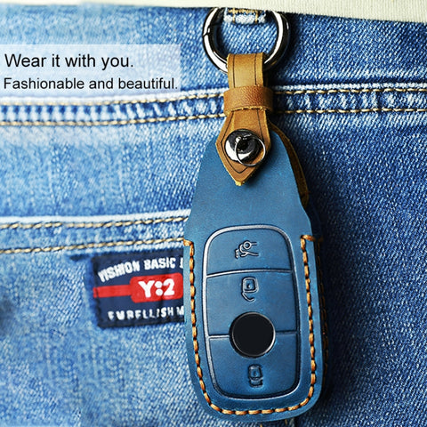For Mercedes-Benz New Style Car Cowhide Leather Key Protective Cover Key Case, For Mercedes-Benz New Style