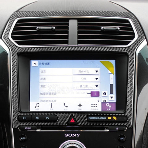 Car Carbon Fiber Navigation Panel Decorative Sticker for Ford Explorer 2016-2019, Left Drive, Navigation Panel