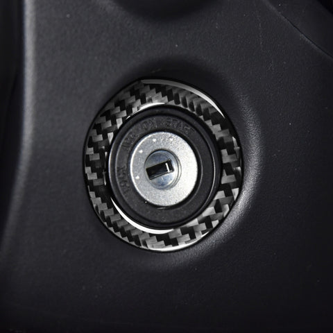 Car Carbon Fiber Ignition Key Ring Decorative Sticker for Toyota Corolla / Levin 2014-2018, Left and Right Drive Universal, Ignition Key Ring
