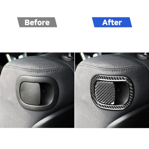 4 PCS / Set Carbon Fiber Car Seat Back Decorative Sticker for Dodge Challenger 2015 to Now, Left Driving, Seat Back