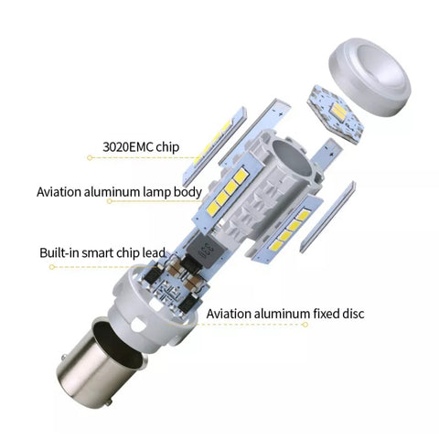 2pcs 1156 IC12-28V / 16.68W / 1.39A Car 3020EMC-26 Constant Current Wide Voltage Turn Signal Light, 1156 (White Light), 1156 (Yellow Light)