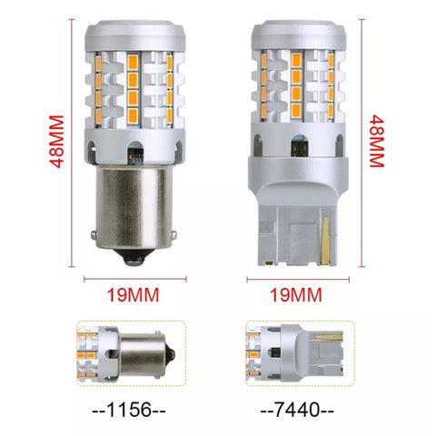 2pcs 7440 IC12-28V / 16.68W / 1.39A Car 3020EMC-26 Constant Current Wide Voltage Turn Signal Light, 7440 (White Light), 7440 (Yellow Light)