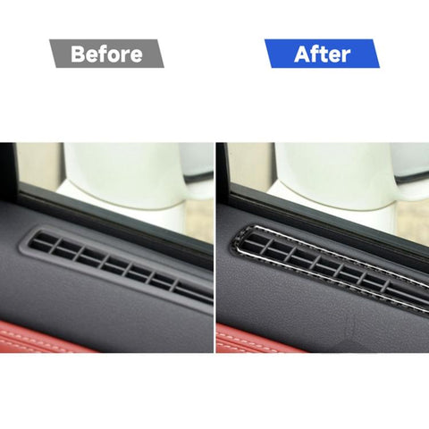2 PCS Car Carbon Fiber Defogging of Window Air Outlet Decorative Sticker for Nissan GTR R35 2008-2020, Left and Right Drive Universal, Defogging of Window Air Outlet