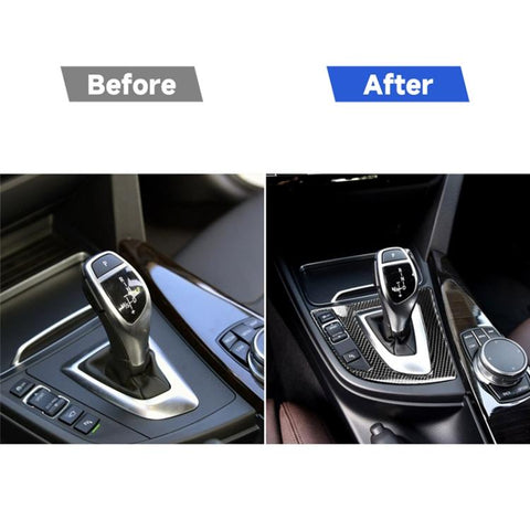Carbon Fiber Car Gear Panel Decorative Sticker for BMW (F30) 2013-2017 / (F34) 2013-2017, Sutible for Left Driving, Gear Panel
