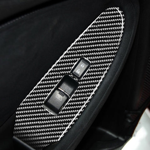 2 PCS Car Carbon Fiber Window Lift Panel Decorative Sticker for Nissan 370Z Z34 2009-, Right Drive Low-configured, Window Lift Panel Right Drive