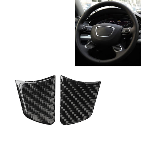 Car Carbon Fiber Steering Wheel Button Decorative Sticker for Audi A6 S6 C7 A7 S7 4G8 2012-2018, Left and Right Drive Universal, Steering Wheel Button