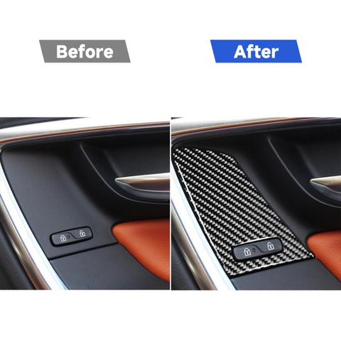 4 PCS Car Carbon Fiber Window Lifting Button Decorative Stickers for Volvo V60 / XC60 2010-2017 / S60 2010-2018, Right Drive, Window Lifting Button, Right Drive C