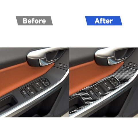 4 PCS Car Carbon Fiber Window Lifting Panel Decorative Stickers for Volvo V60 2010-2017 / S60 2010-2018, Left and Right Drive Universal, Window Lifting Panel