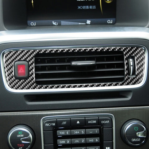 Car Carbon Fiber Central Control Below Air Outlet Decorative Stickers for Volvo V60 2010-2017 / S60 2010-2018, Right Drive, Central Control Below Air Outlet, Right Drive