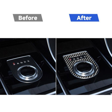 Car Carbon Fiber Gearshift Knob Decorative Stickers for Jaguar F-PACE X761 XE X760 XF X260 XJ 2016-2020, Left and Right Drive Universal, Gearshift Knob