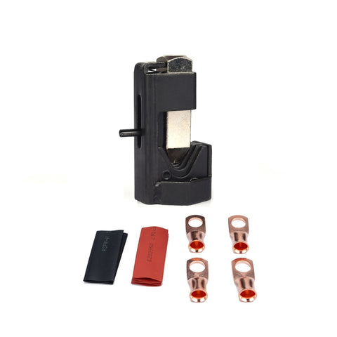 Car Battery Cable Hammer Crimper Hammer Lug Crimper Tool Pliers with T2 Copper 6 x 3/8 Heavy-duty Cold-pressed Wire Terminals, 6 x 3/8