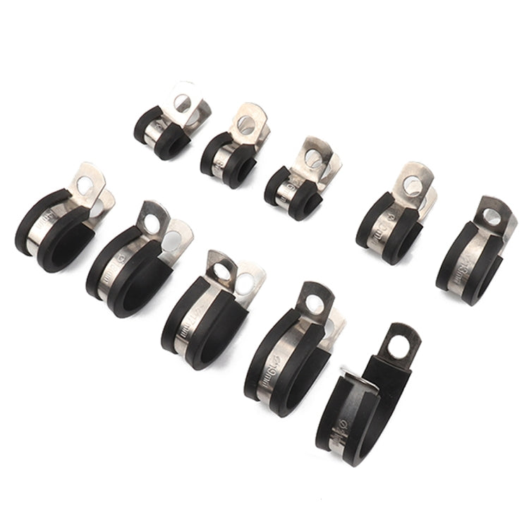 10 PCS Car Rubber Cushion Pipe Clamps Stainless Steel Clamps, Size: 5/8 inch (16mm), Size: 5/8 inch (16mm)