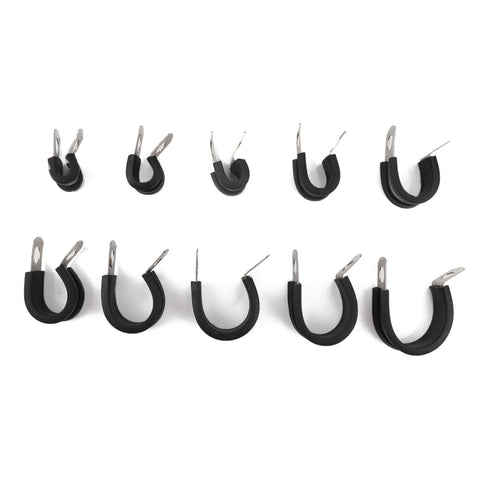 10 PCS Car Rubber Cushion Pipe Clamps Stainless Steel Clamps, Size: 7/8 inch (22mm), Size: 7/8 inch (22mm)