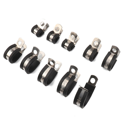 10 PCS Car Rubber Cushion Pipe Clamps Stainless Steel Clamps, Size: 7/8 inch (22mm), Size: 7/8 inch (22mm)
