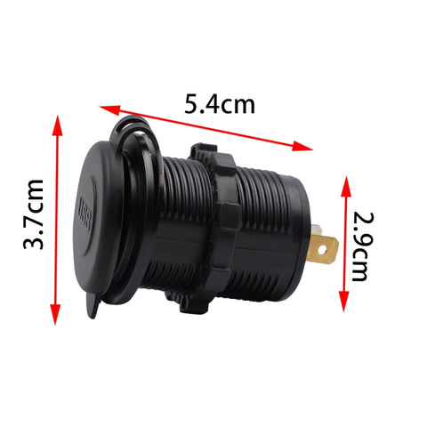 Universal Car Dual USB Charger Power Outlet Adapter 4.2A 5V IP66 with Aperture + 60cm Cable, 4.2A + 60cm Cable(Blue Light), 4.2A + 60cm Cable(Green Light), 4.2A + 60cm Cable(Orange Light), 4.2A + 60cm Cable(Red Light), 4.2A + 60cm Cable(White Light)
