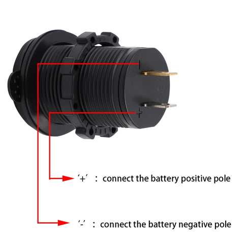 Universal Car Dual USB Charger Power Outlet Adapter 4.2A 5V IP66 with Aperture + 60cm Cable, 4.2A + 60cm Cable(Blue Light), 4.2A + 60cm Cable(Green Light), 4.2A + 60cm Cable(Orange Light), 4.2A + 60cm Cable(Red Light), 4.2A + 60cm Cable(White Light)