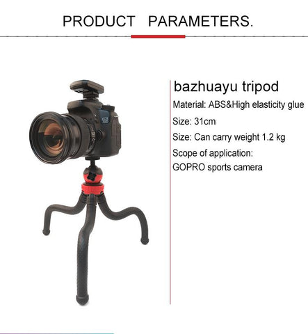Mini Octopus Flexible Tripod Holder with Phone Clamp for iPhone, Galaxy, Huawei, DJI, Insta360, GoPro and Other Action Cameras, GP271
