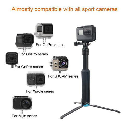 Portable Foldable Tripod Holder Selfie Monopod Stick for DJI, Insta360, GoPro and Other Action Cameras, Length: 23.5-81cm, RUIGPRO