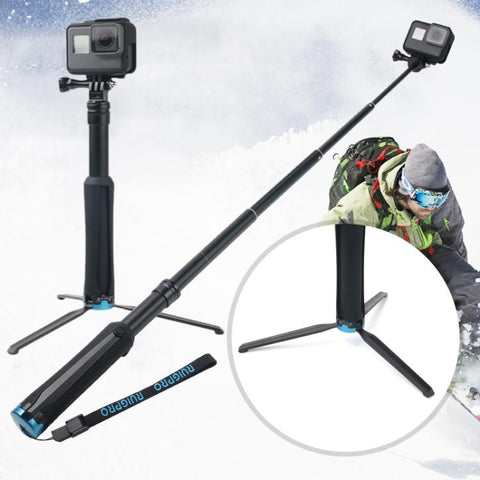 Portable Foldable Tripod Holder Selfie Monopod Stick for DJI, Insta360, GoPro and Other Action Cameras, Length: 23.5-81cm, RUIGPRO