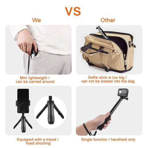 GP446 Multifunctional Mini Fixed Tripod for DJI, Insta360, GoPro and Other Action Cameras, GP446 (Black), GP446 (Grey), GP446 (Blue), GP446 (Red)