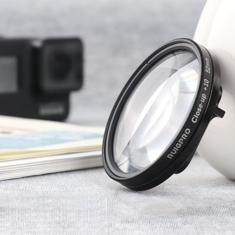 RUIGPRO for GoPro HERO 7/6 /5 Professional 52mm 10X Close-up Lens Filter with Filter Adapter Ring & Lens Cap, 10X Close-up Lens