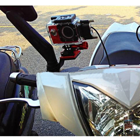 Motorcycle Rearview Mirror CNC Aluminum Alloy Stent Fixed Bracket Holder for GoPro, Insta360, DJI and Other Action Cameras